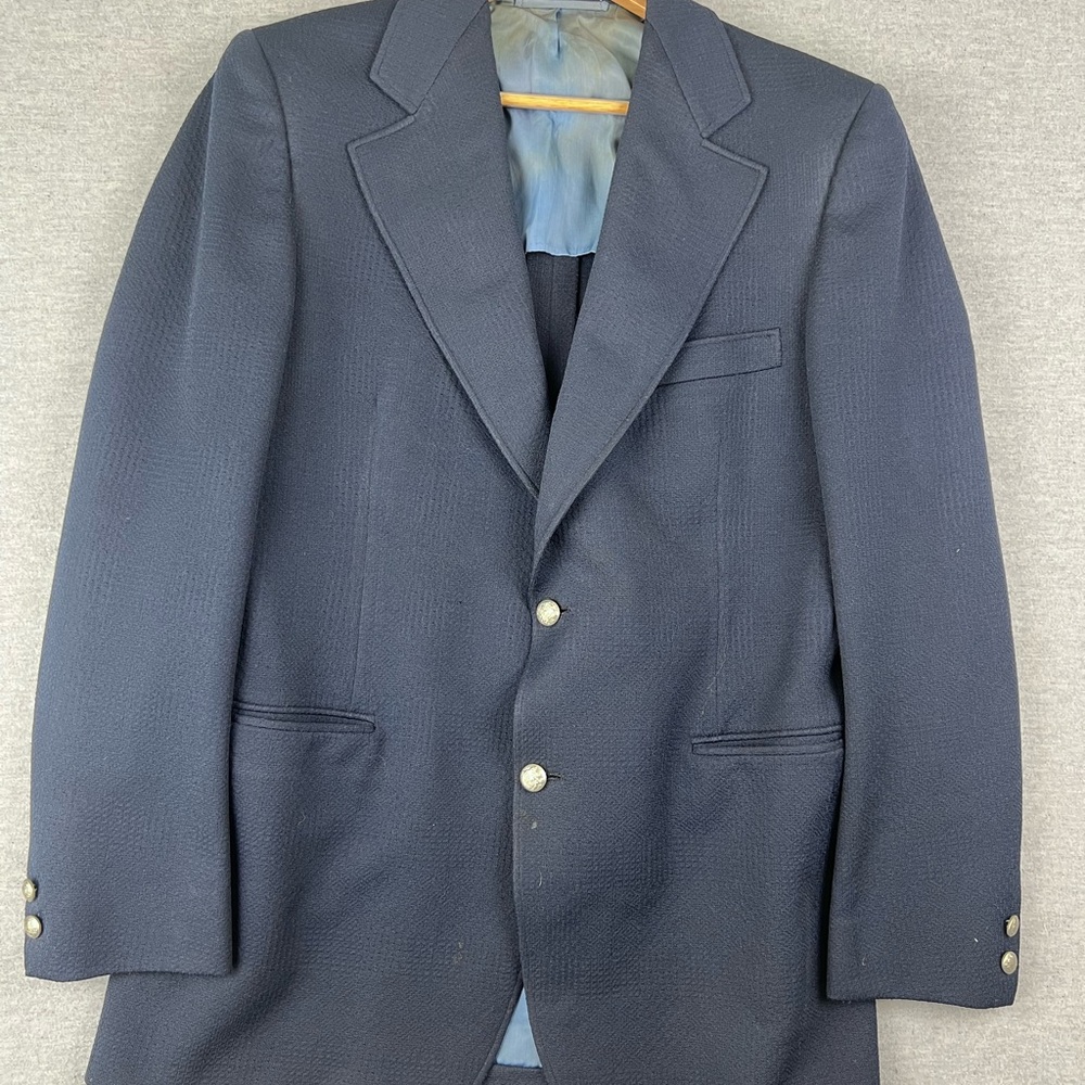 Hickey Freeman Men’s Navy Blazer Suit Jacket Vintage Fits‎ 38R Tailored